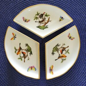 Herend Rotchild Bird set of 3 appetizers plates